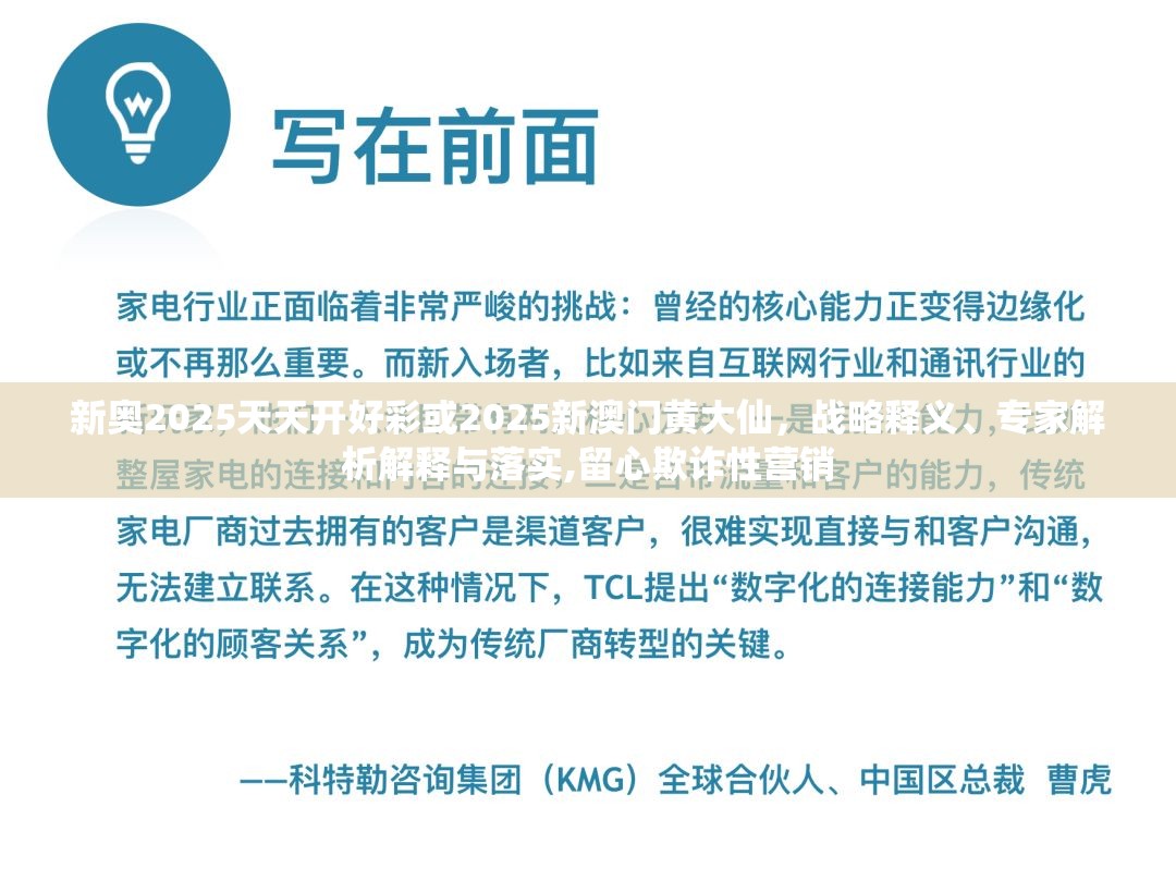 新奥2025天天开好彩或2025新澳门黄大仙，战略释义、专家解析解释与落实,留心欺诈性营销